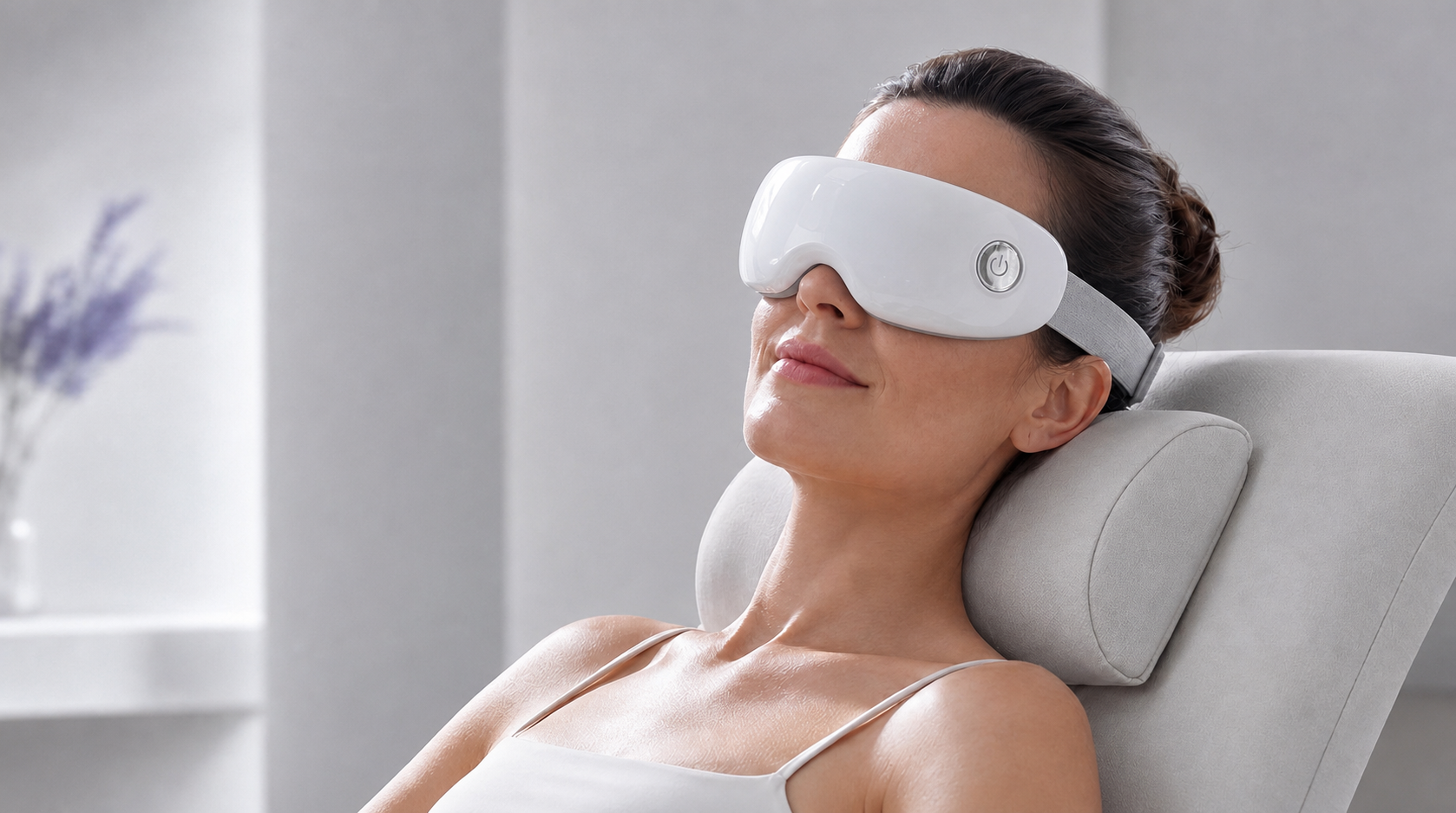Woman relaxing while wearing the Beminda Steam Therapy Pro
